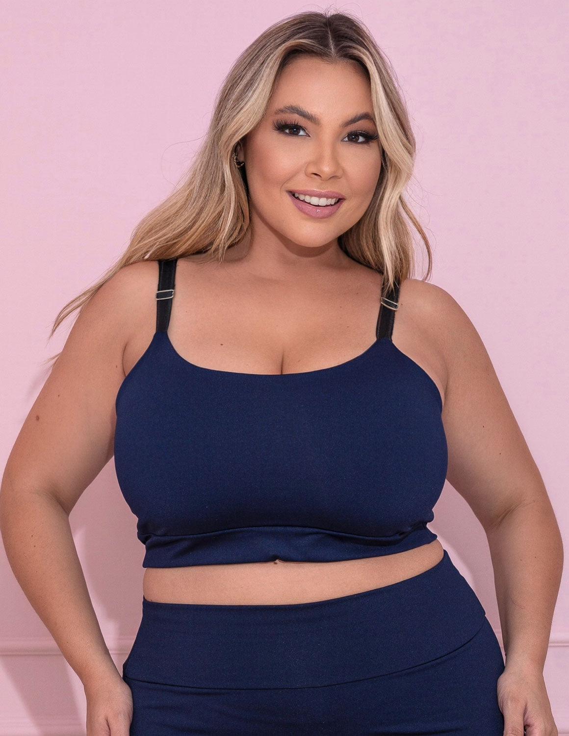 Cropped Plus Size Azul Marinho sem Bojo | Fitmoda