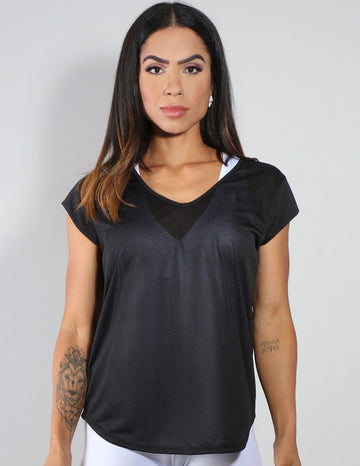 Camisa Fitness com Mangas Preta em Dry Fit | Ref: 3.3.2159-01