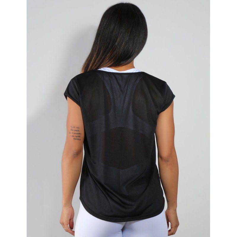 Camisa Fitness com Mangas Preta em Dry Fit | Ref: 3.3.2159-01