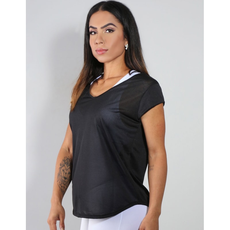 Camisa Fitness com Mangas Preta em Dry Fit | Ref: 3.3.2159-01