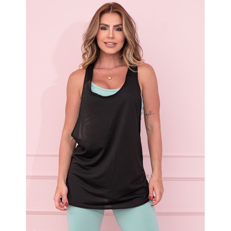 Camiseta Fitness Cavada Preta em Dry Fit | Ref: 3.3.2165-01