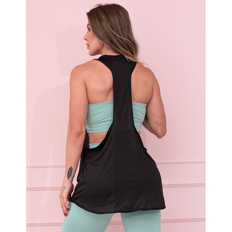 Camiseta Fitness Cavada Preta em Dry Fit | Ref: 3.3.2165-01