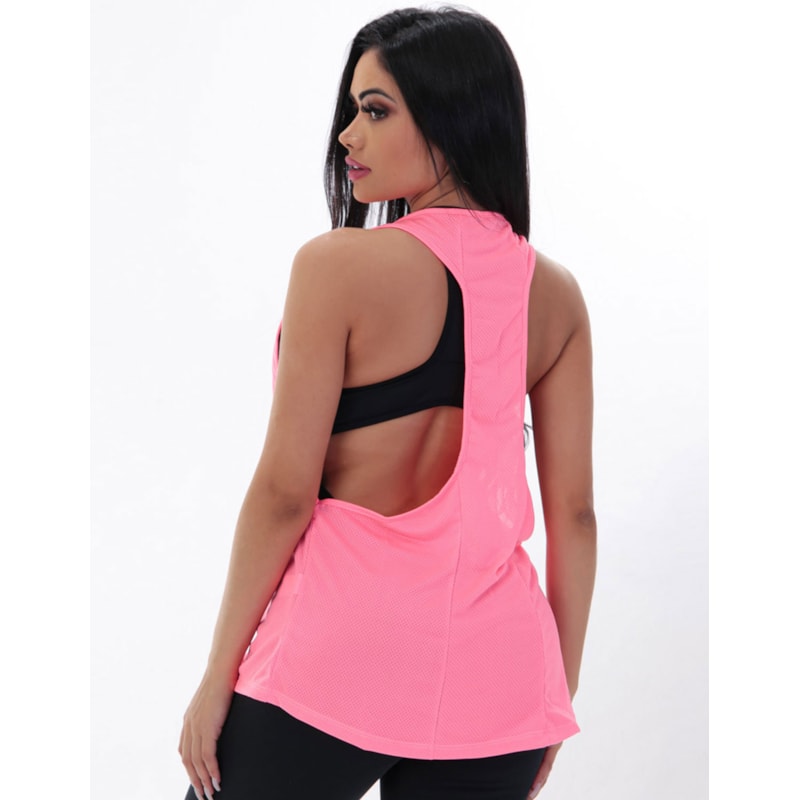 Camiseta Fitness Rosa Neon Cavada em Dry Fit | Ref: 3.3.2165-39