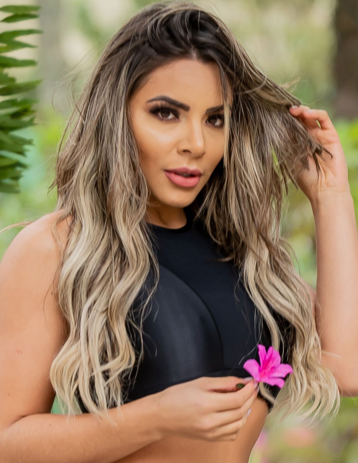 Cropped Preto em Ikat sem Bojo | Ref: 3.3.2366-01