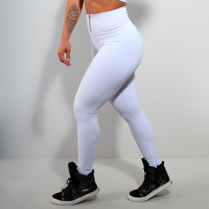 Calça Branca em Poliamida com Zíper | Ref: 3.3.2421-02