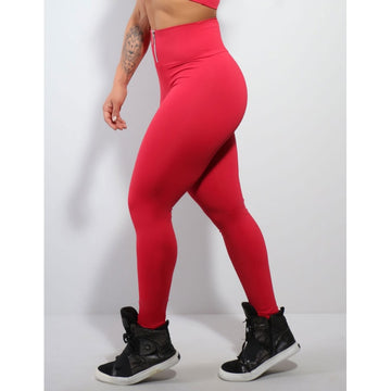 Calça Vermelha em Poliamida com Fecho de Zíper | Ref: 3.3.2421-11