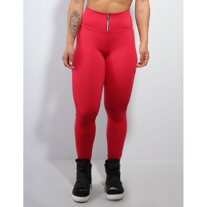 Calça Vermelha em Poliamida com Fecho de Zíper | Ref: 3.3.2421-11