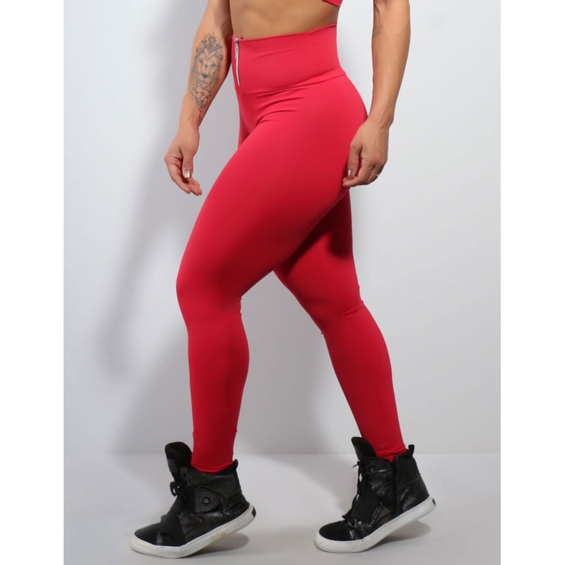 Calça Vermelha em Poliamida com Fecho de Zíper | Ref: 3.3.2421-11
