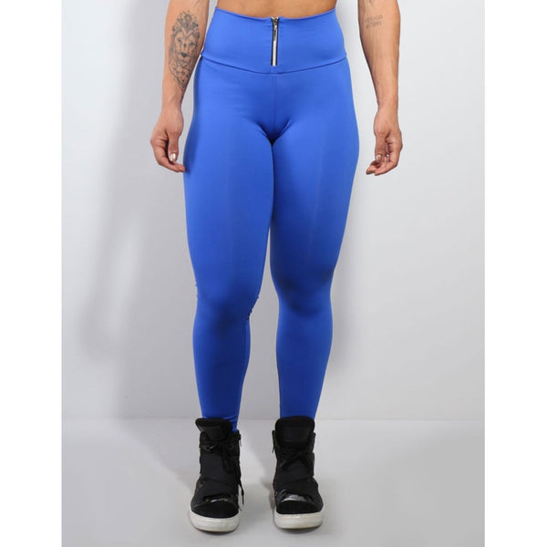 Calça Legging Azul Bic em Poliamida com Fecho de Zíper | Ref: 3.3.2421-20