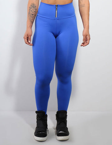Calça Legging Azul Bic em Poliamida com Fecho de Zíper | Ref: 3.3.2421-20