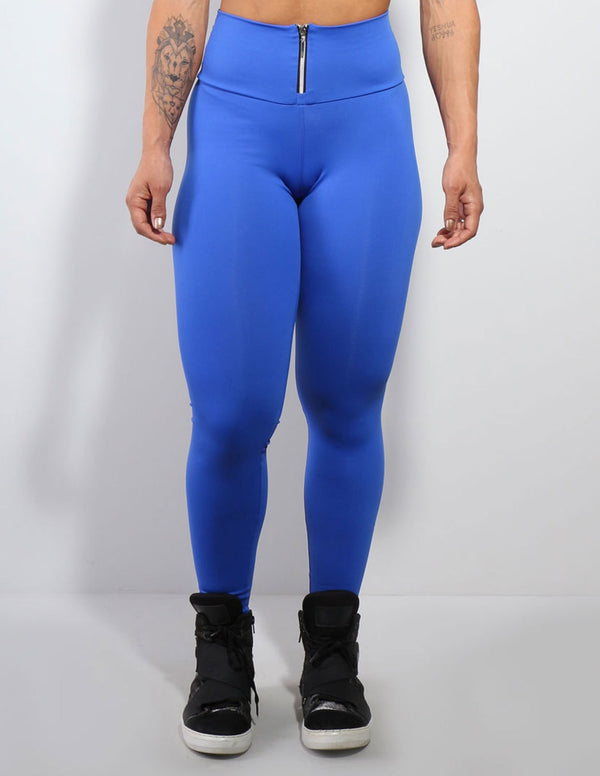 Calça Legging Azul Bic em Poliamida com Fecho de Zíper | Ref: 3.3.2421-20