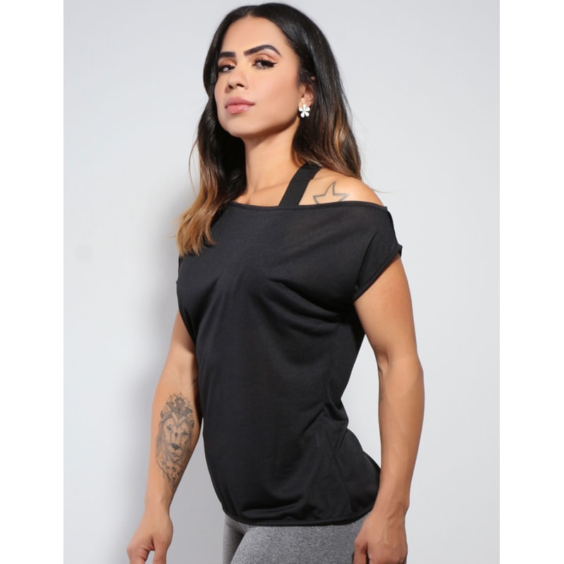 Bata Ombro Só em Dry Fit Preta | Ref: 3.3.2433-01
