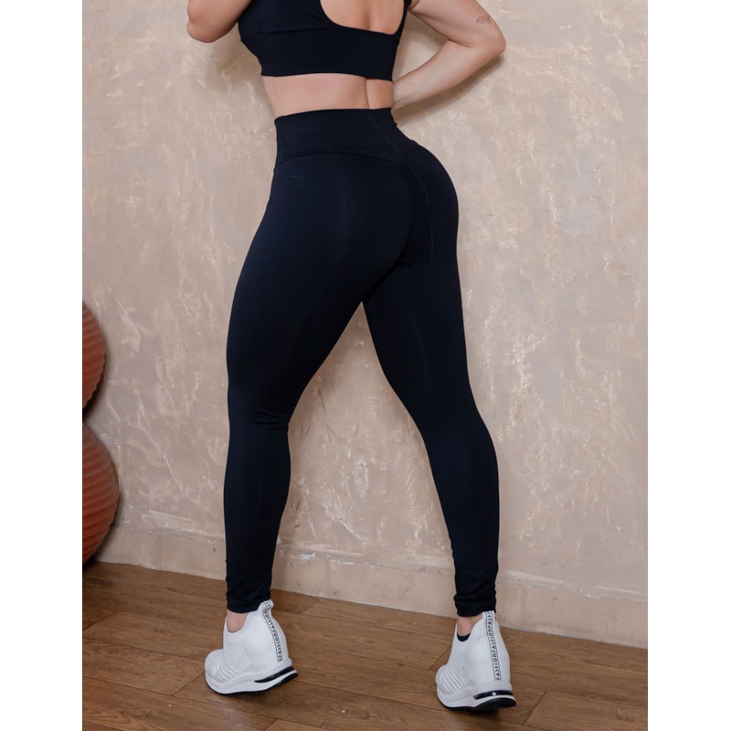 Calça Legging Empina Bumbum em Poliamida Preta | Ref: 3.3.2449-01