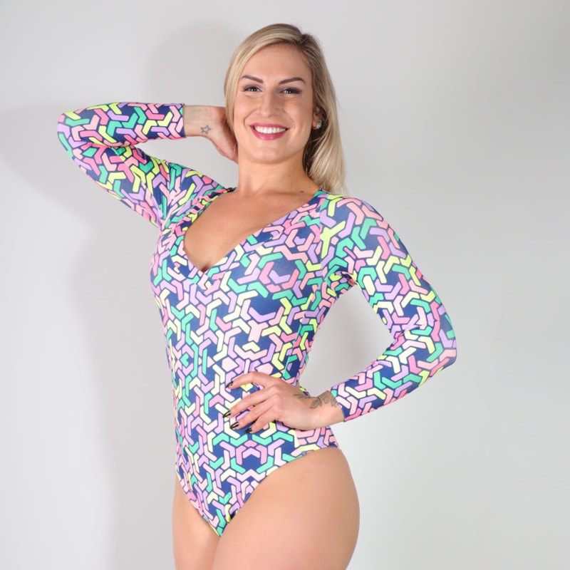 Body Estampado sem Bojo com Mangas Longas | Ref: 3.3.2460-3136