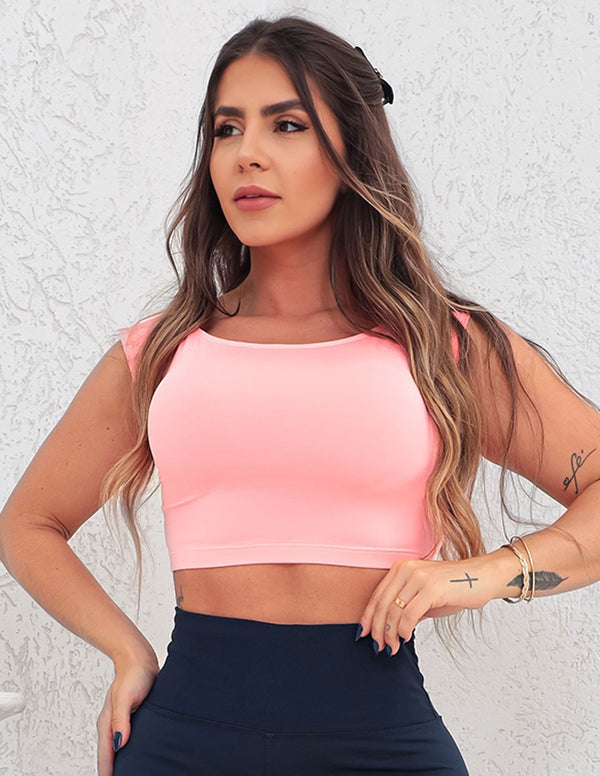 Cropped Rosa sem Bojo com Manguinhas | Ref: 3.3.2467-16