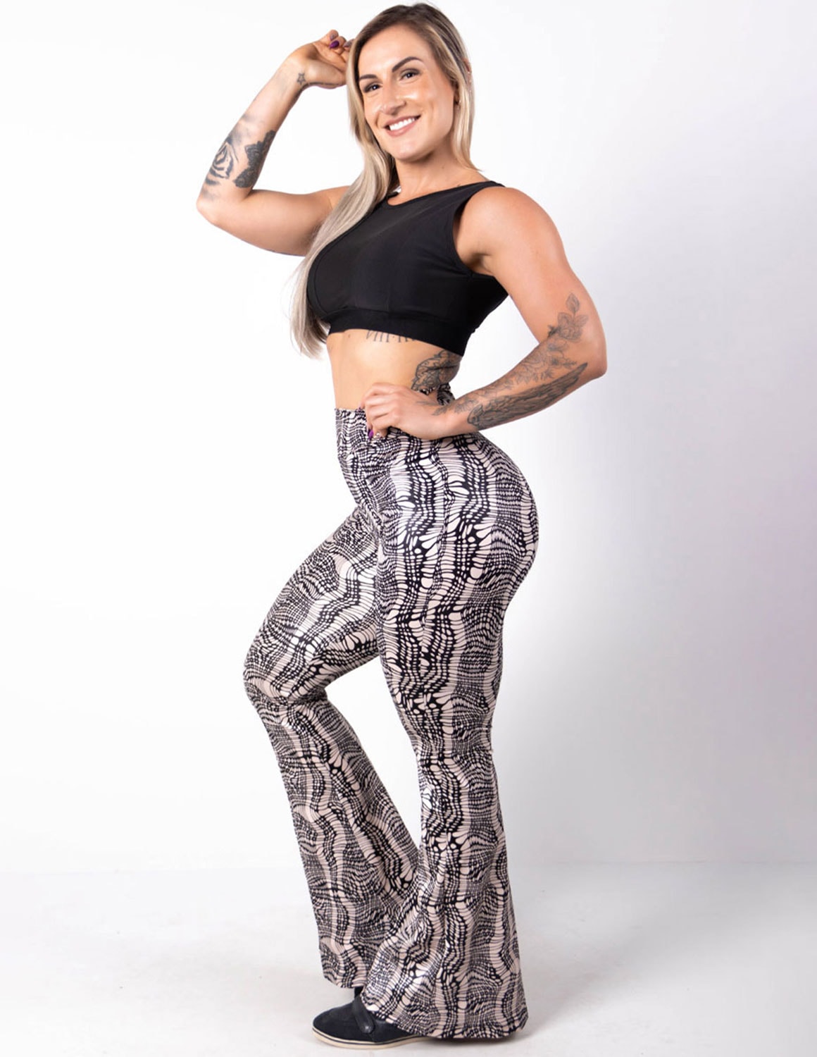 Calça Flare Estampada em Cirrê de Poliamida | Ref: 3.3.2486-1389