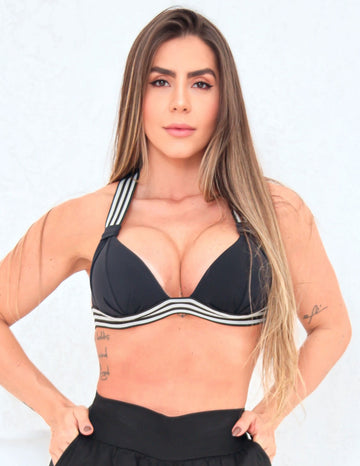 Top Fitness Preto com Listras | Ref: 3.3.2551-01