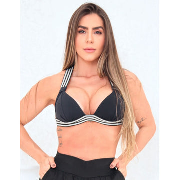 Top Fitness Preto com Listras | Ref: 3.3.2551-01