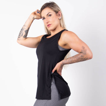 Regata Fitness Feminina em Dry Fit Preto | Ref: 3.3.2556-01