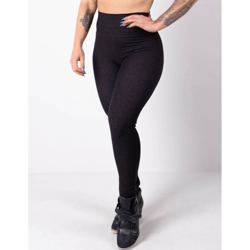 Calça Legging Preta Cintura Alta em Viscose Estilo Jeans | Ref: 3.3.2566-01