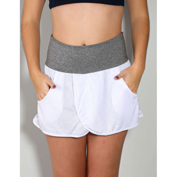 Short Saia Mescla com Saia de Dry Fit Branca | Ref: 4.4.1584-0302