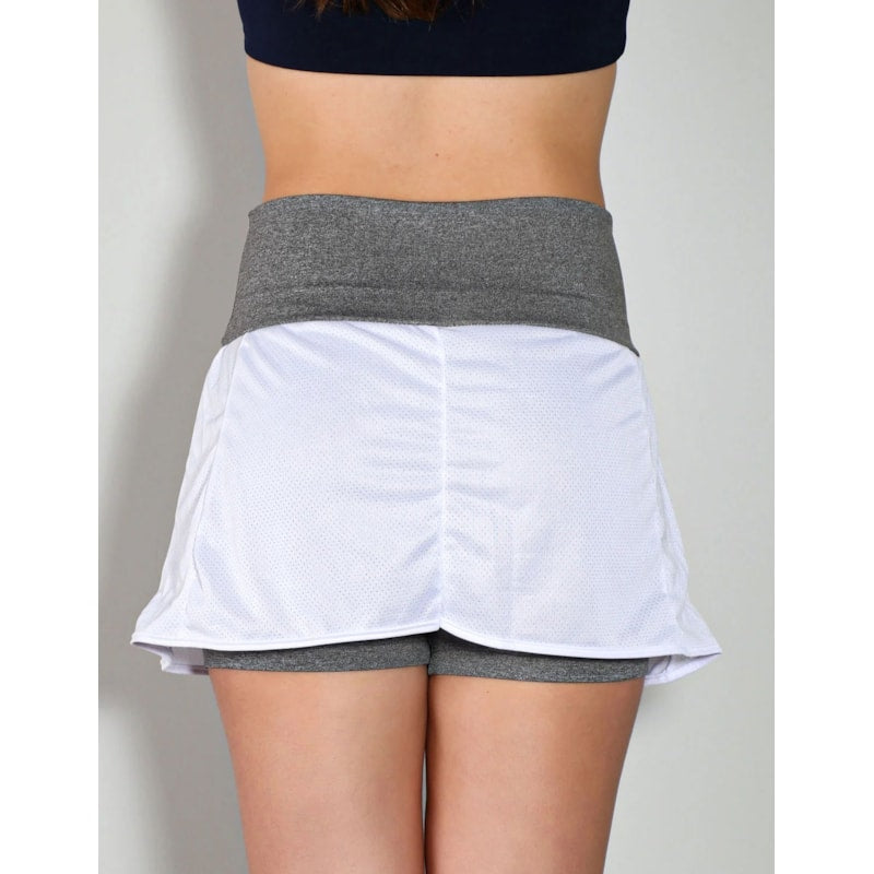 Short Saia Mescla com Saia de Dry Fit Branca | Ref: 4.4.1584-0302