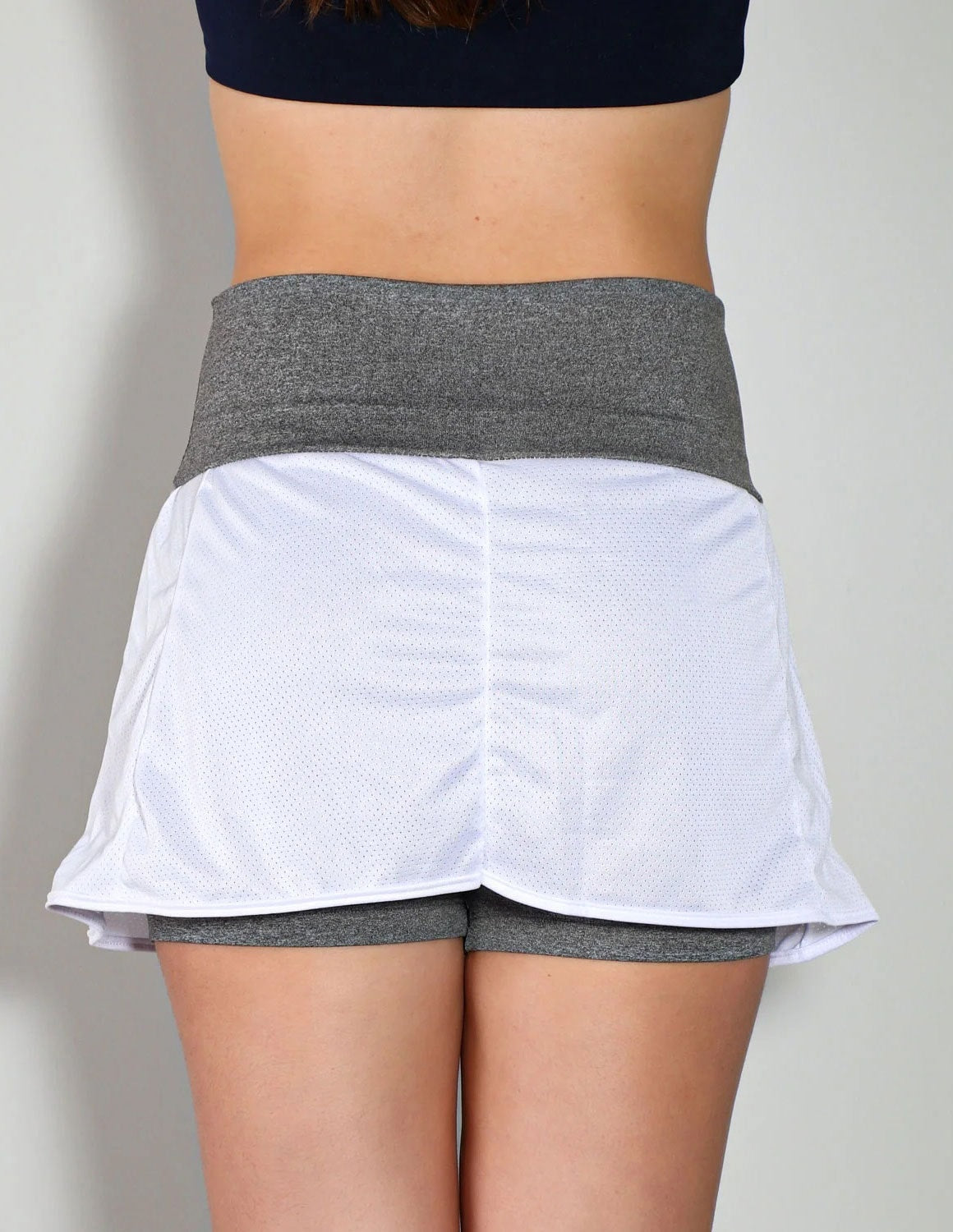 Short Saia Mescla com Saia de Dry Fit Branca | Ref: 4.4.1584-0302