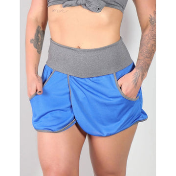 Short Saia Azul e Mescla com Bolsos Laterais | Ref: 4.4.1584V-0306