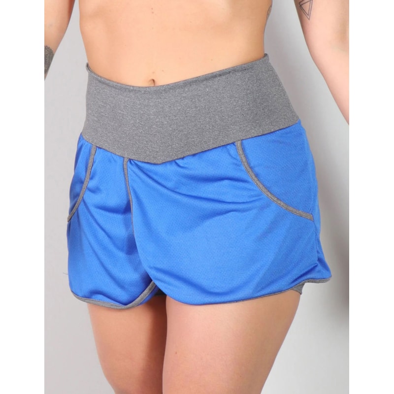 Short Saia Azul e Mescla com Bolsos Laterais | Ref: 4.4.1584V-0306