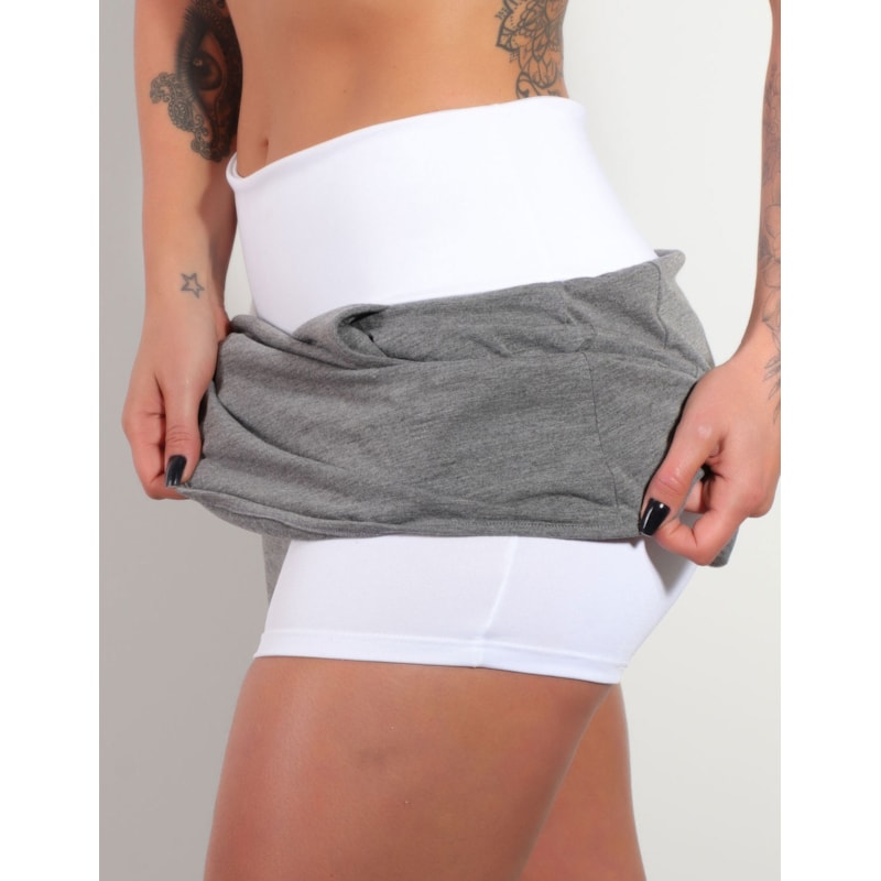 Short Saia em Branco em Mescla com Saia de Viscolycra | Ref: 4.4.1584VISCO-0203