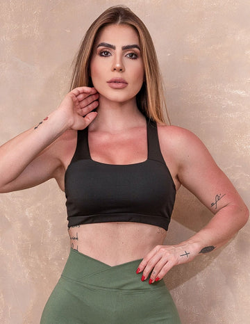 Top Fitness Feminino com Bojo e Alças Cruzadas | Ref: 4.4.1590-01