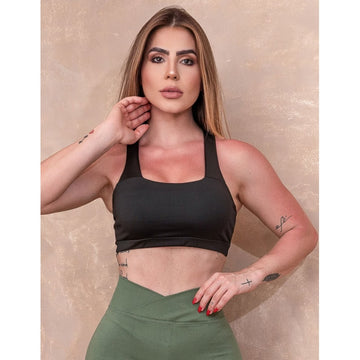 Top Fitness Feminino com Bojo e Alças Cruzadas | Ref: 4.4.1590-01