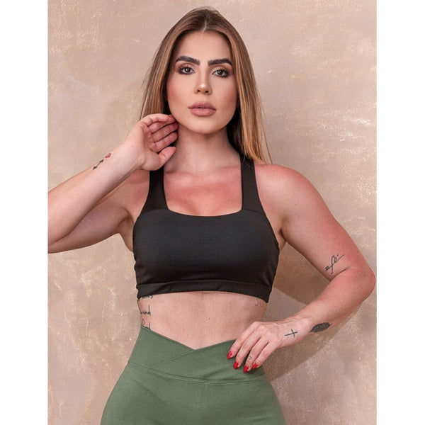 Top Fitness Feminino com Bojo e Alças Cruzadas | Ref: 4.4.1590-01