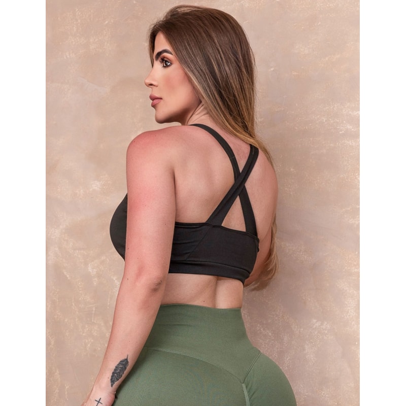 Top Fitness Feminino com Bojo e Alças Cruzadas | Ref: 4.4.1590-01