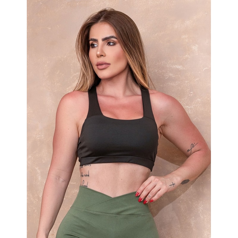 Top Fitness Feminino com Bojo e Alças Cruzadas | Ref: 4.4.1590-01