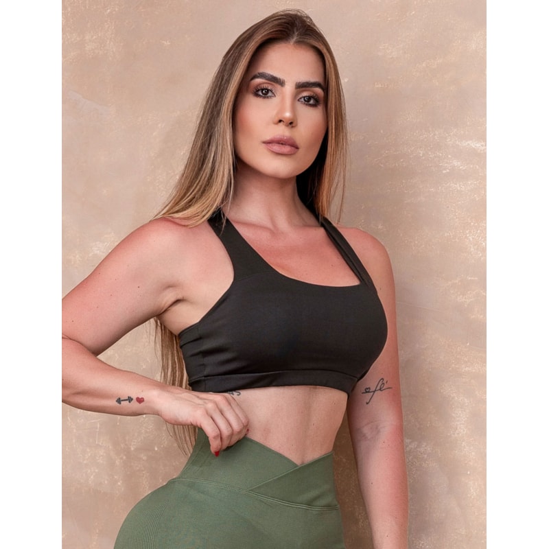 Top Fitness Feminino com Bojo e Alças Cruzadas | Ref: 4.4.1590-01