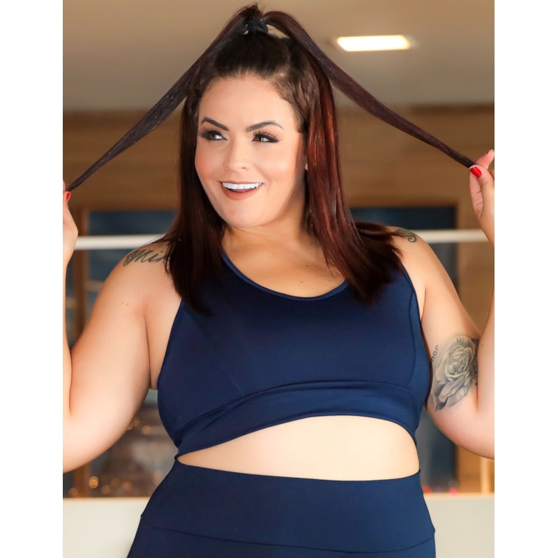 Top Nadador Fitness Azul Marinho Plus Size | Ref: 4.4.1699-18