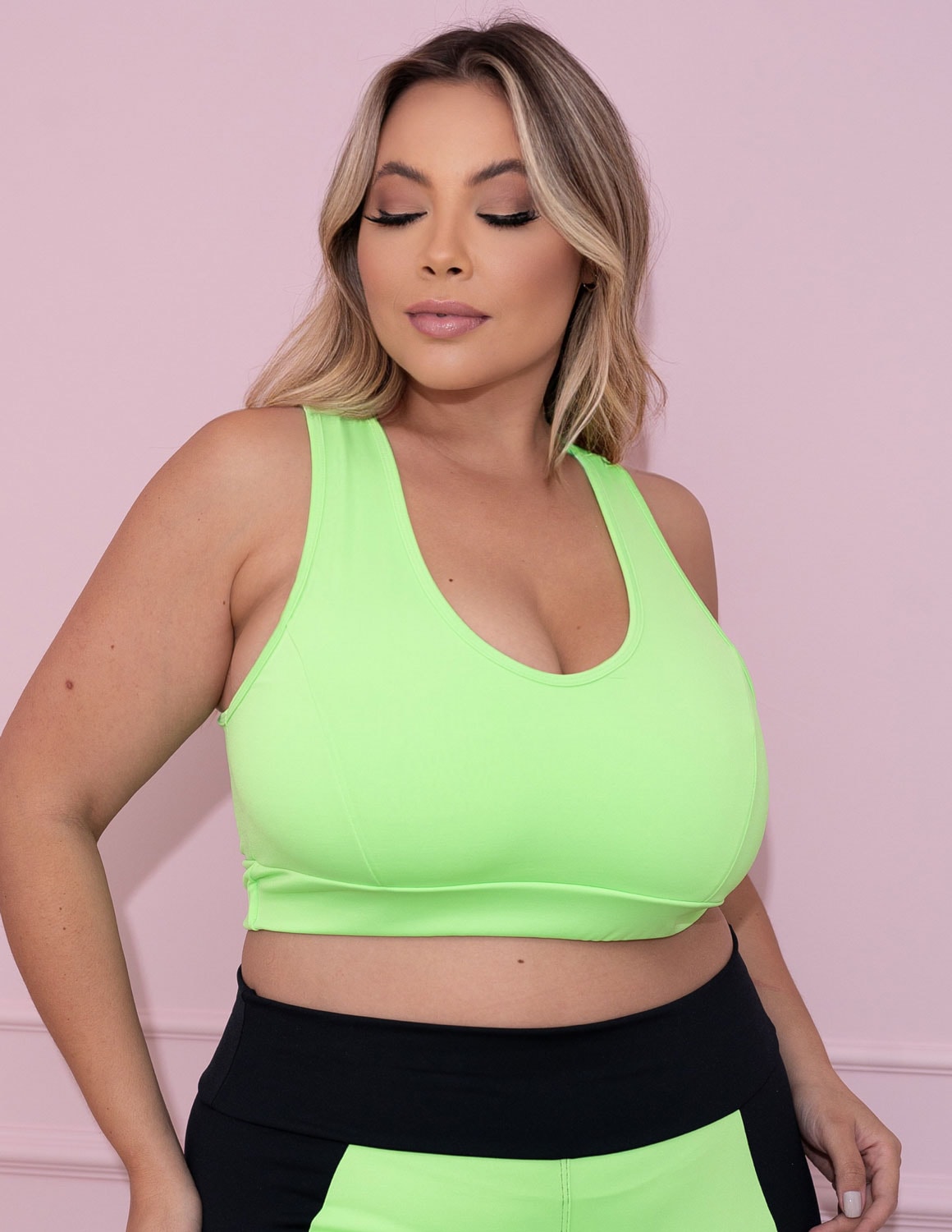 Cropped Plus Size Verde Neon sem Bojo | Ref: 4.4.1699-32