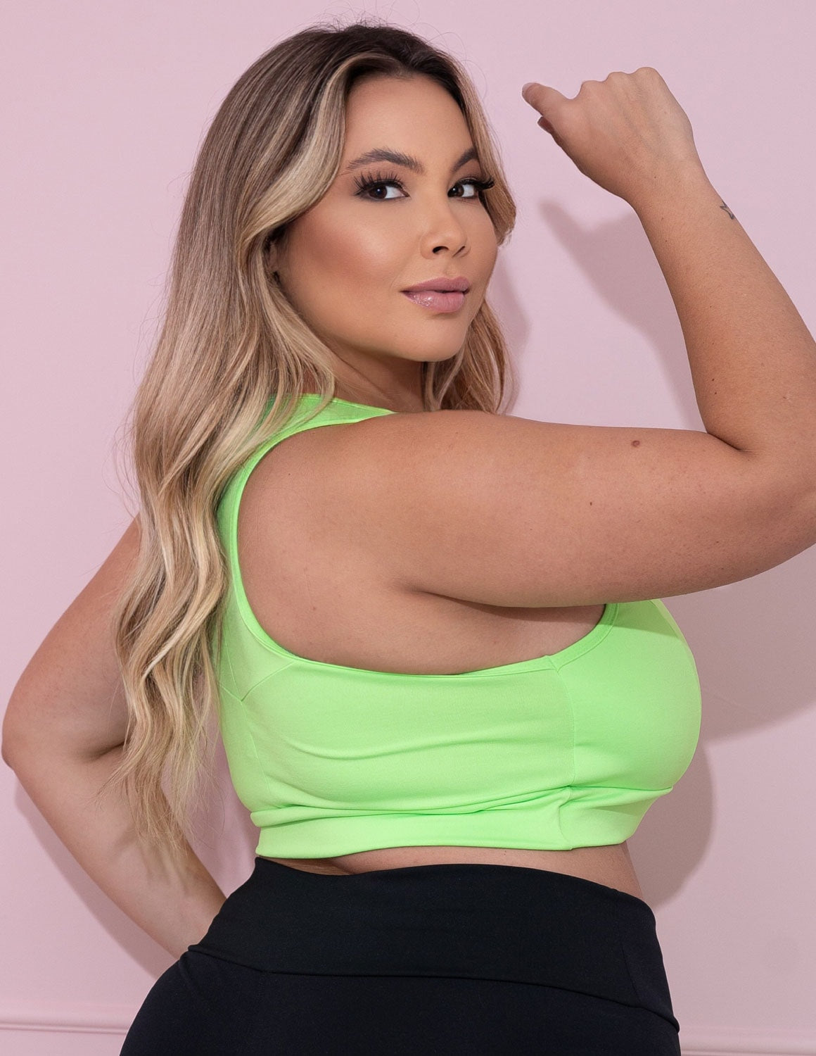 Cropped Plus Size Verde Neon sem Bojo | Ref: 4.4.1699-32