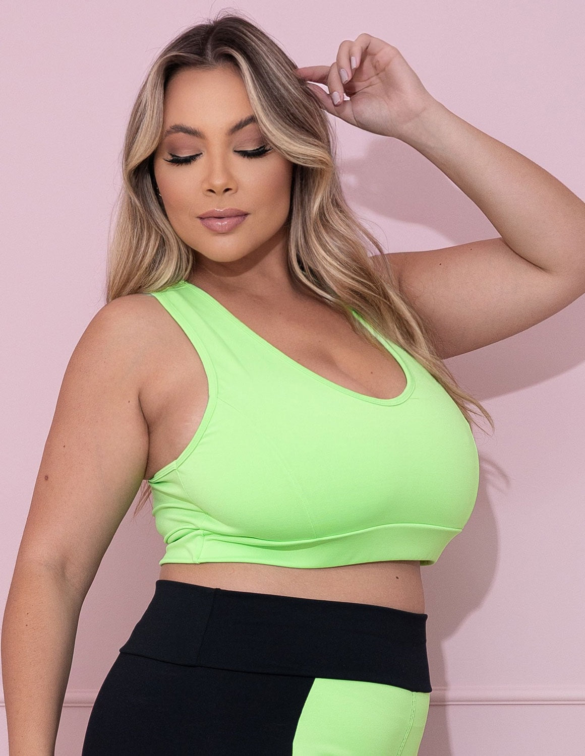 Cropped Plus Size Verde Neon sem Bojo | Ref: 4.4.1699-32