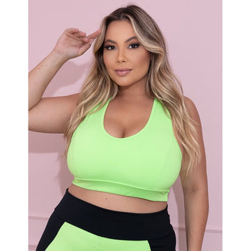 Cropped Plus Size Verde Neon sem Bojo | Ref: 4.4.1699-32
