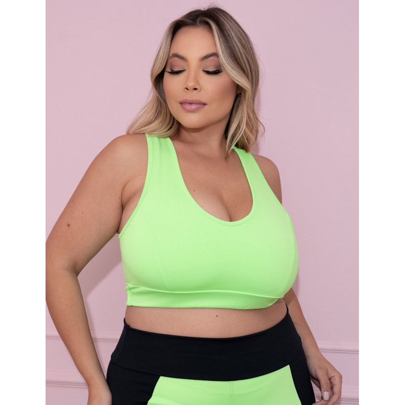 Cropped Plus Size Verde Neon sem Bojo | Ref: 4.4.1699-32