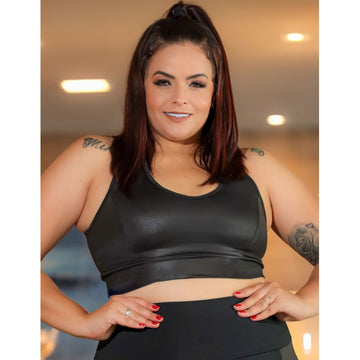 Top Plus Size sem Bojo em Cirrê Preto | Ref: 4.4.1699CIR-01