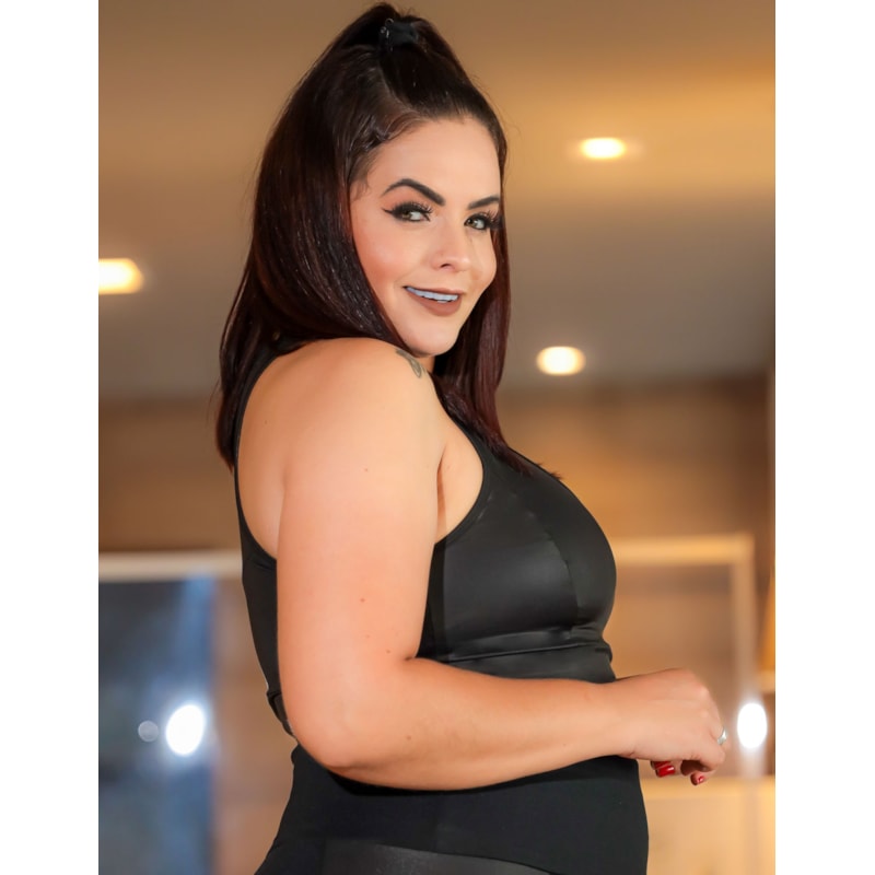 Top Plus Size sem Bojo em Cirrê Preto | Ref: 4.4.1699CIR-01