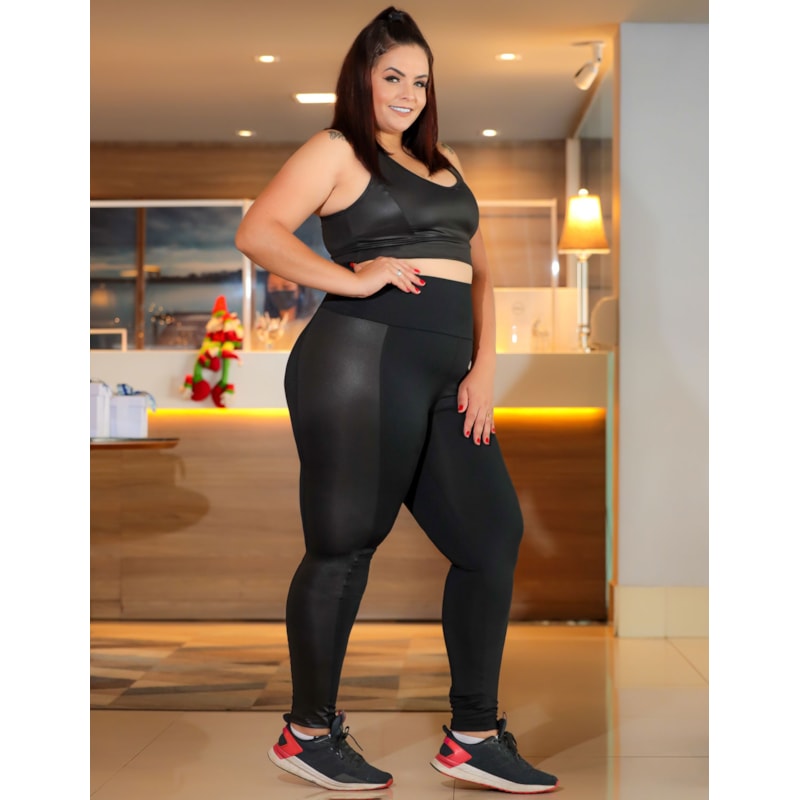 Top Plus Size sem Bojo em Cirrê Preto | Ref: 4.4.1699CIR-01