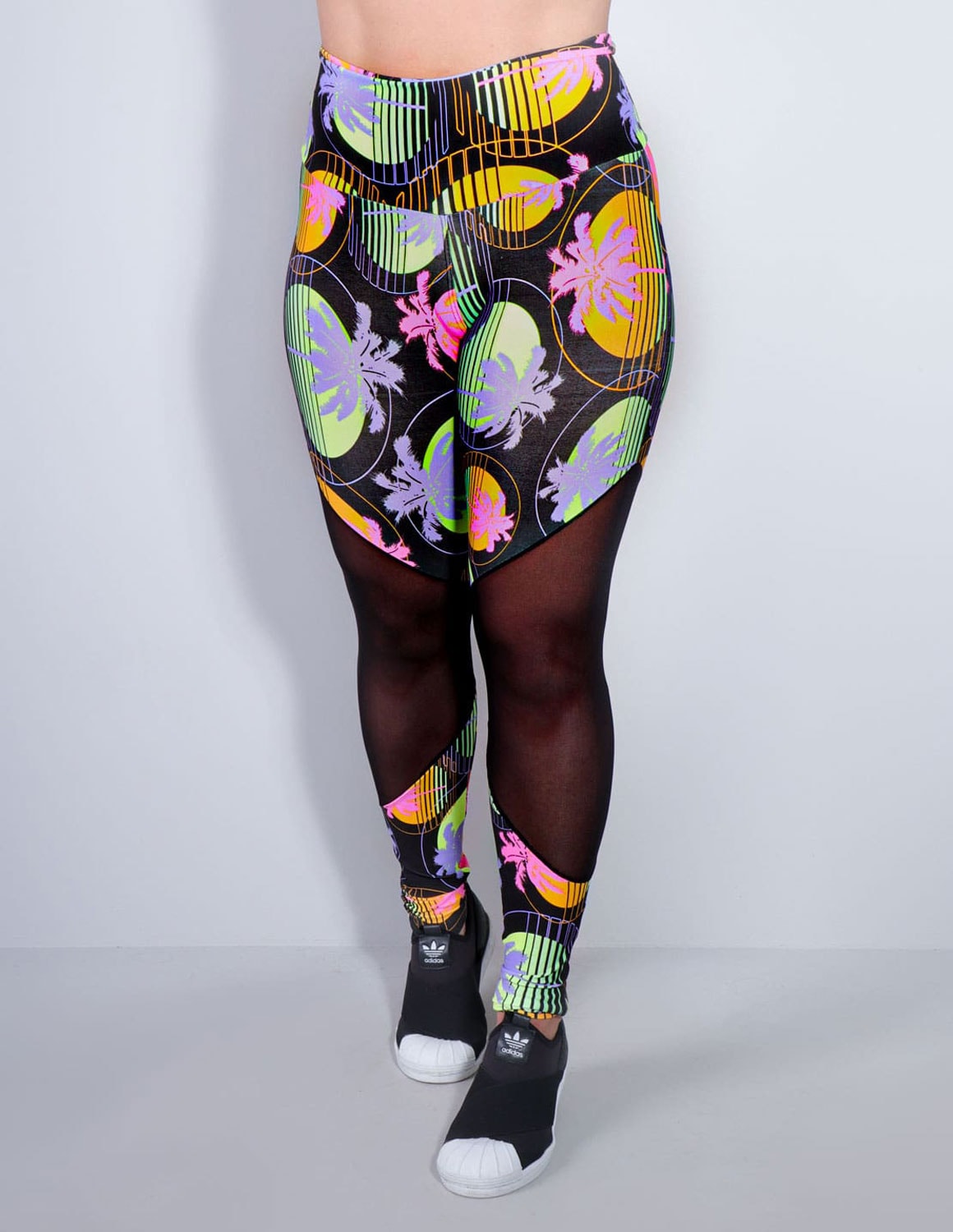 Calça Fitness Estampada com Recortes de Tule | Ref: 4.4.1712-3169