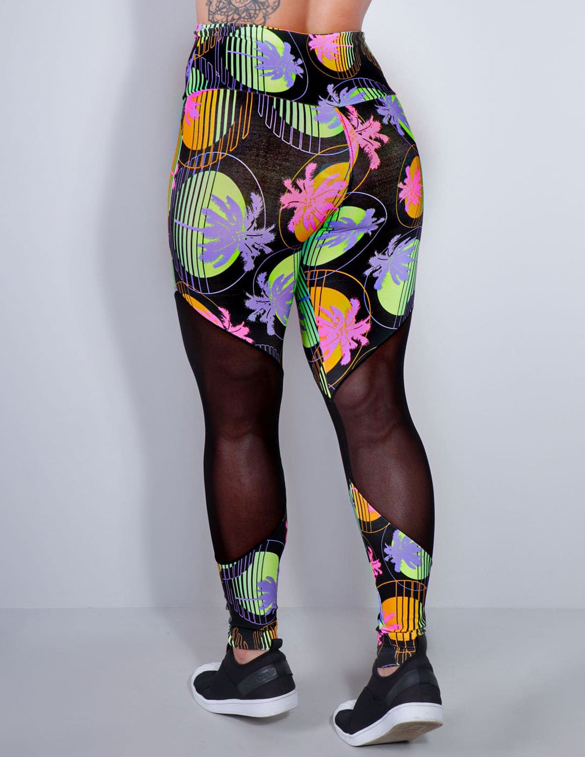 Calça Fitness Estampada com Recortes de Tule | Ref: 4.4.1712-3169
