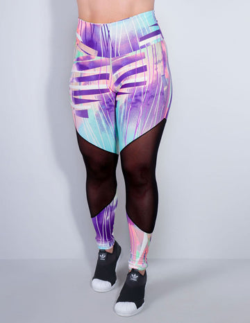 Calça Fitness Feminina Estampada com Tule | Ref: 4.4.1712-3170