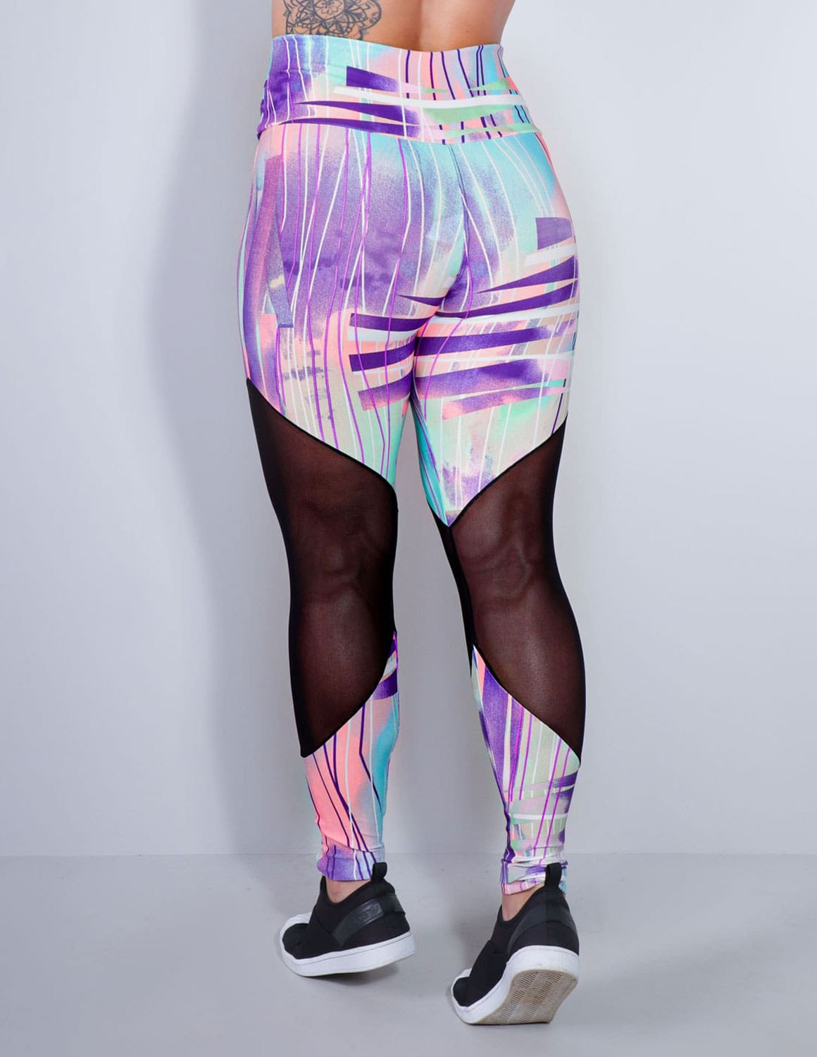 Calça Fitness Feminina Estampada com Tule | Ref: 4.4.1712-3170