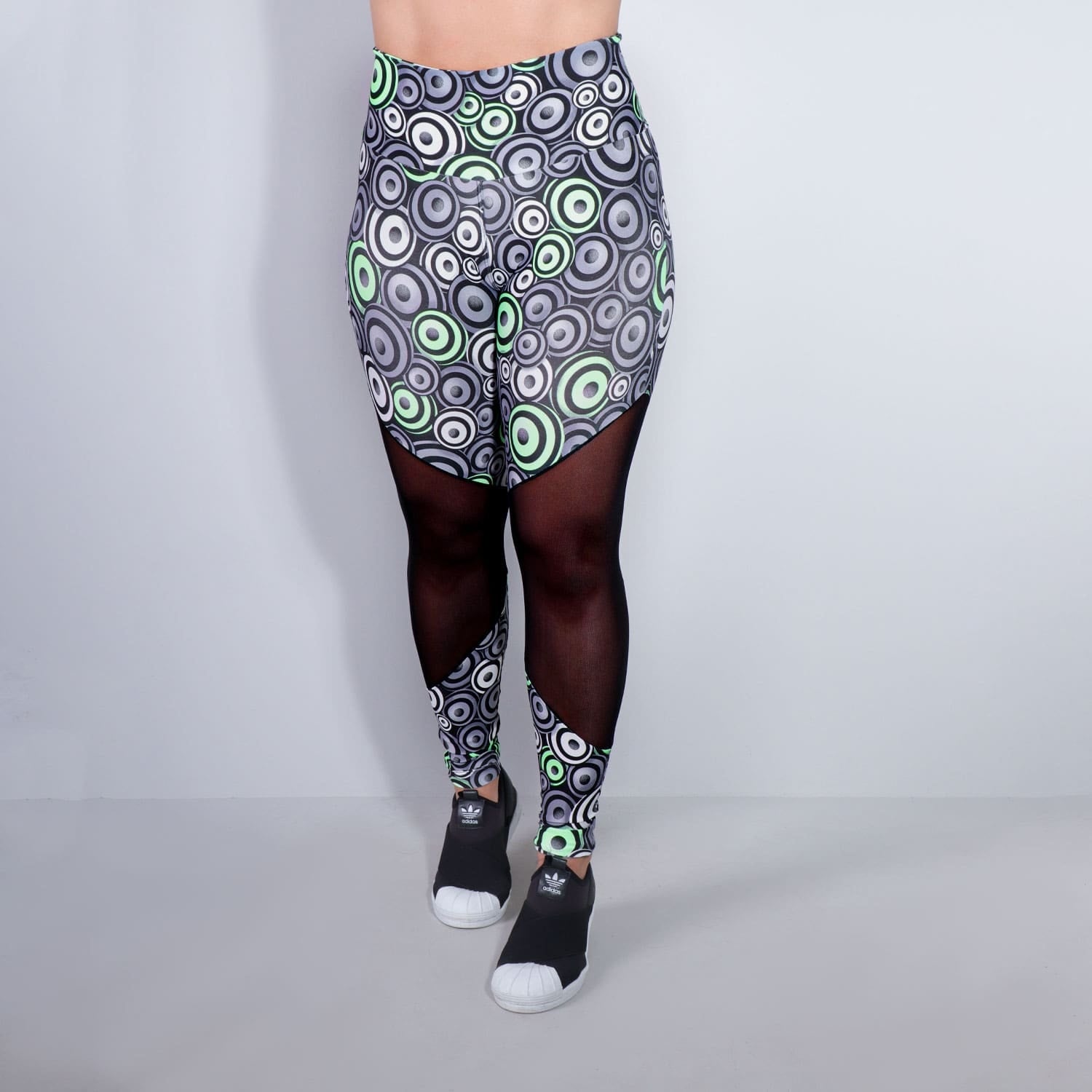 Calça Legging Estampada com Tule Preto nas Pernas | Ref: 4.4.1712-3174